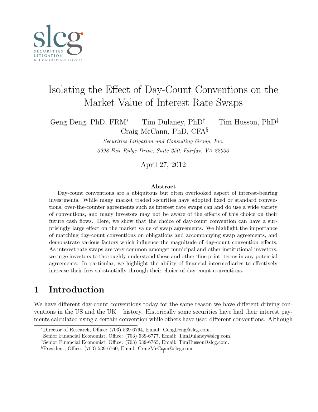 Isolating the Effect of Day-Count Conventions on the Market Value Of