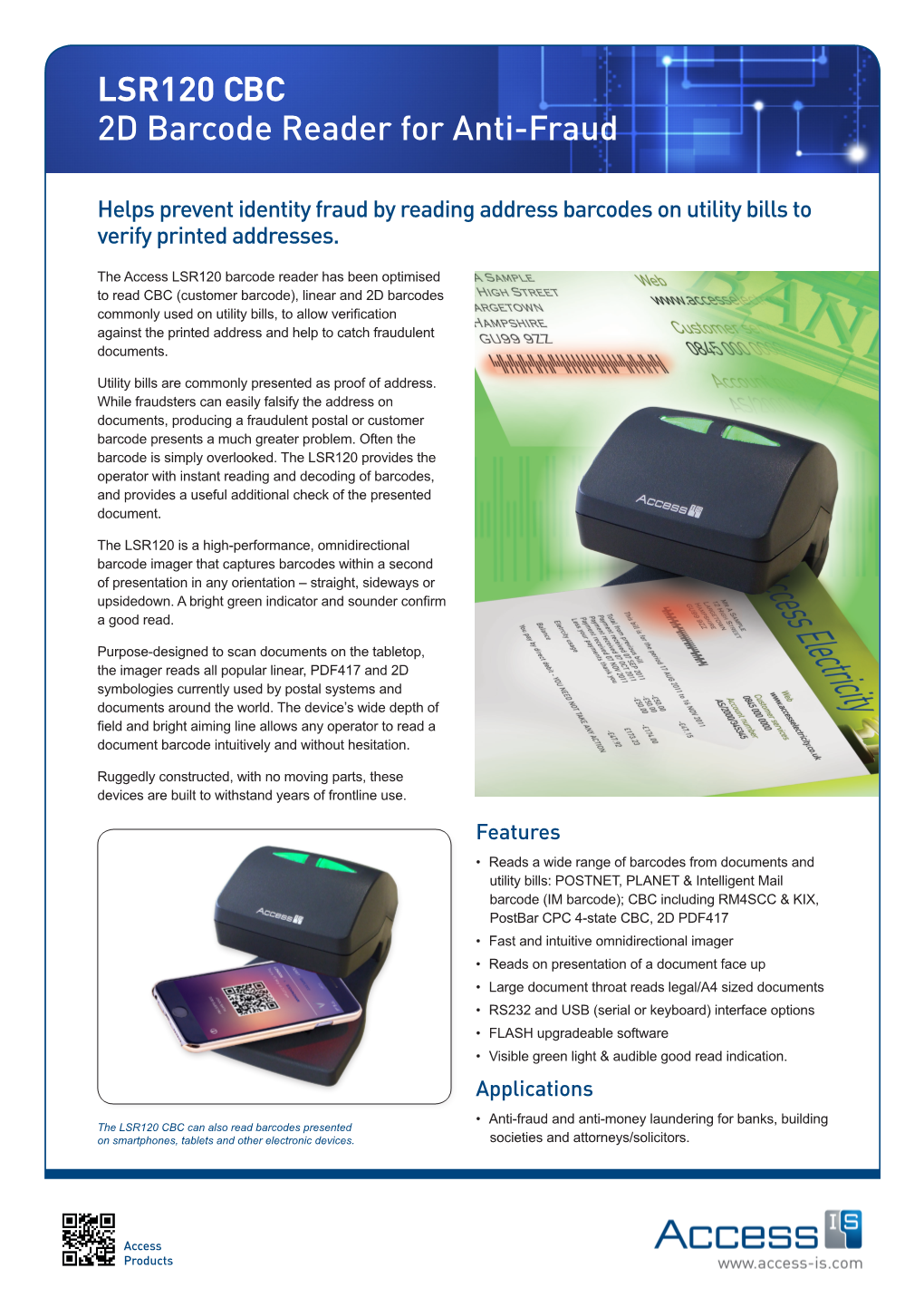 LSR120 CBC 2D Barcode Reader for Anti-Fraud