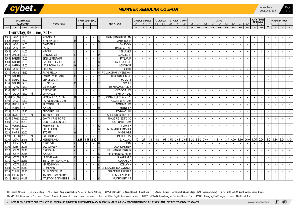 Midweek Regular Coupon 03/06/2019 10:51 1 / 2