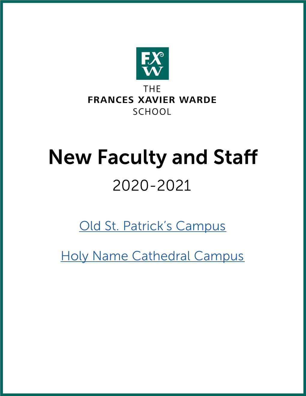 New Faculty and Staff 2020-2021