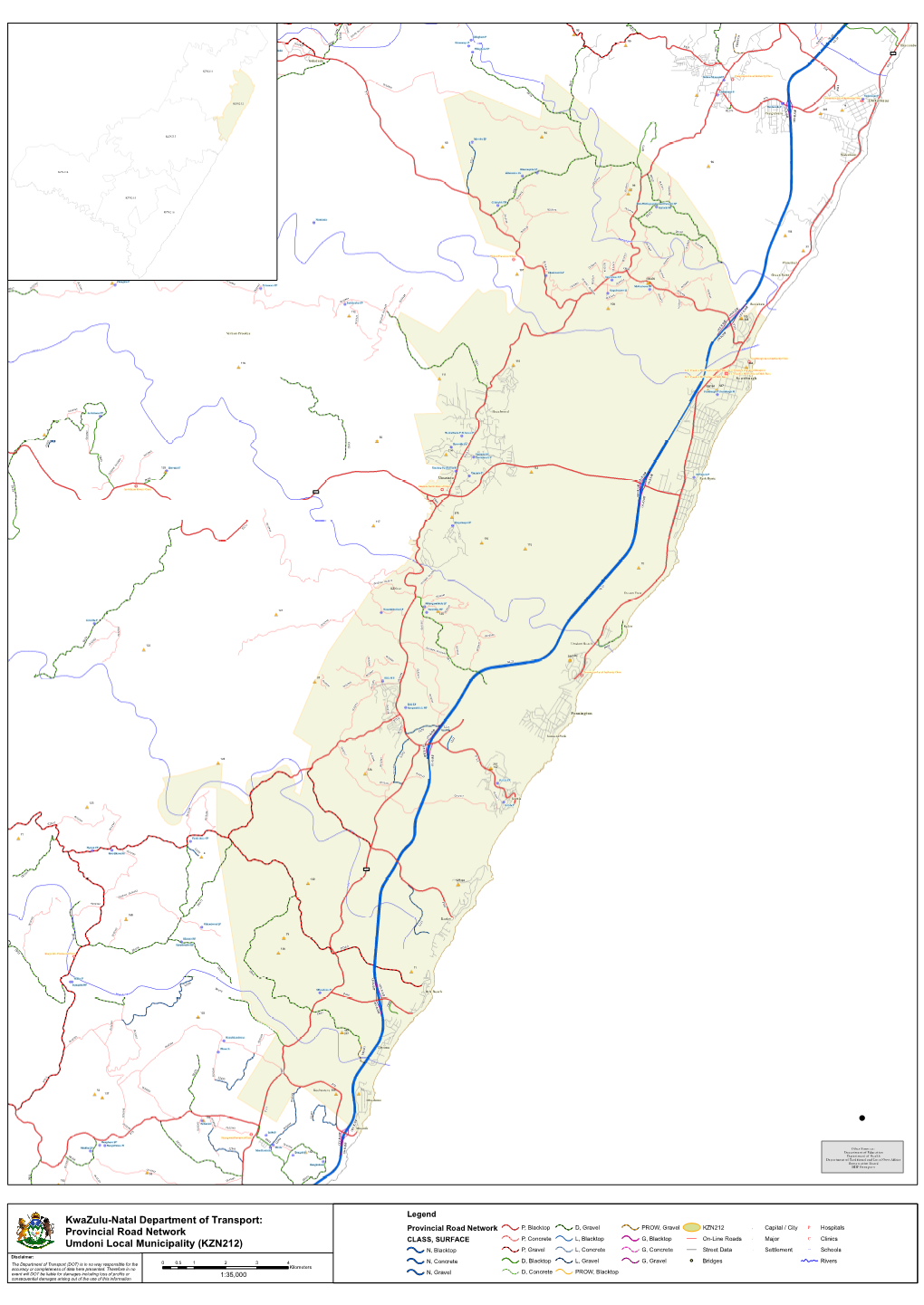 Provincial Road Network Umdoni Local Municipality (KZN212)