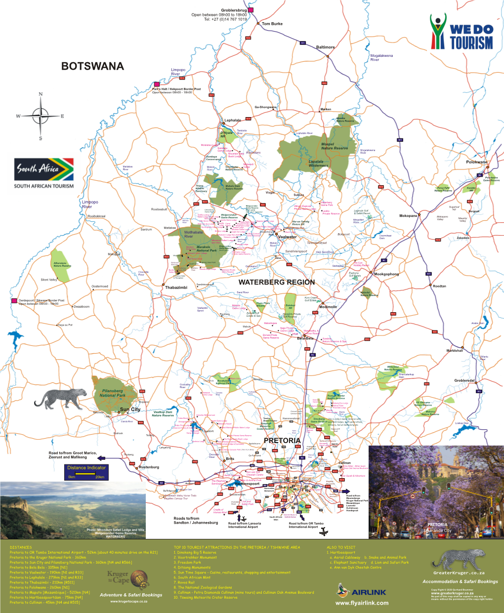 Waterberg Region and Gauteng, Tshwane Map 2020