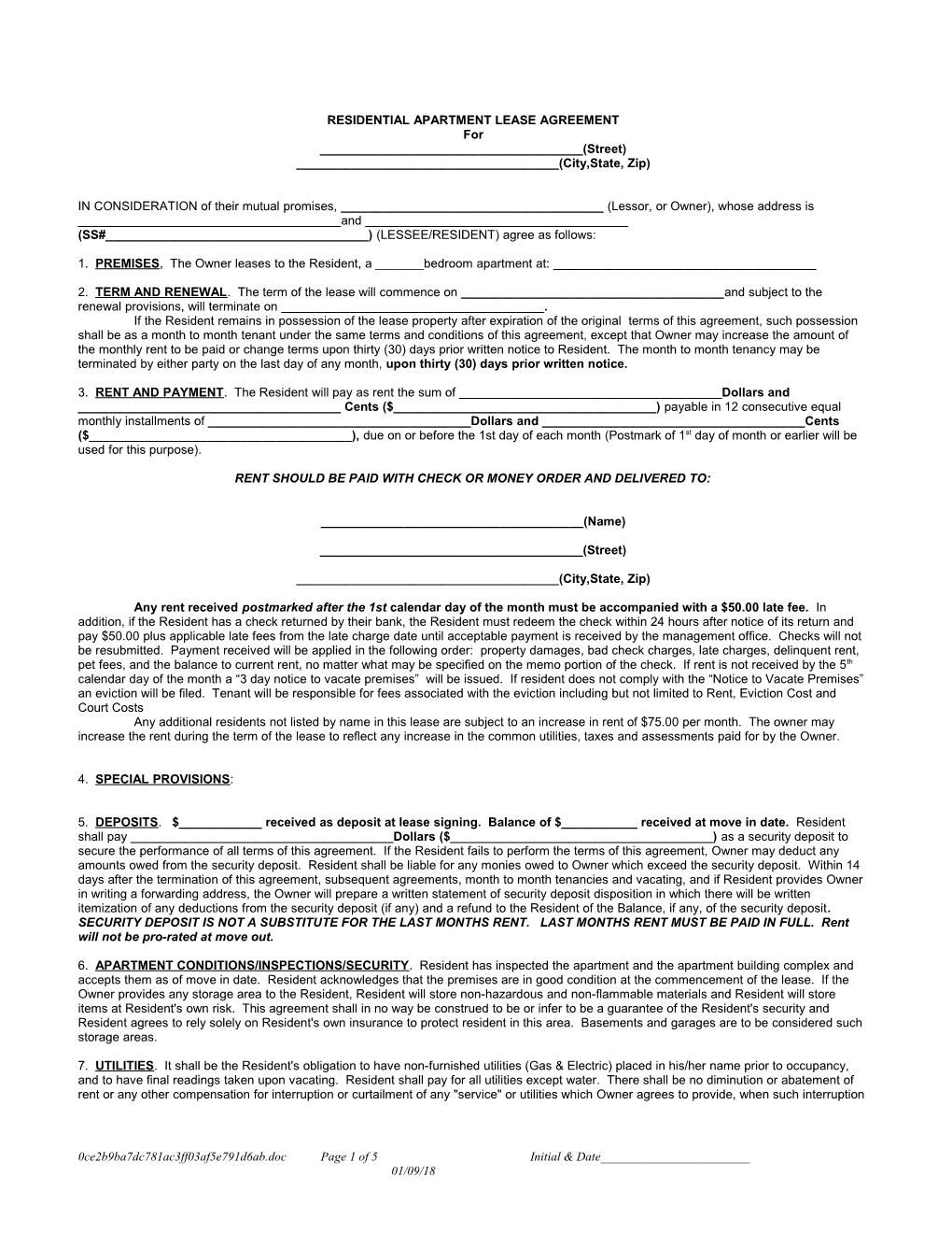 Residential Lease Agreement