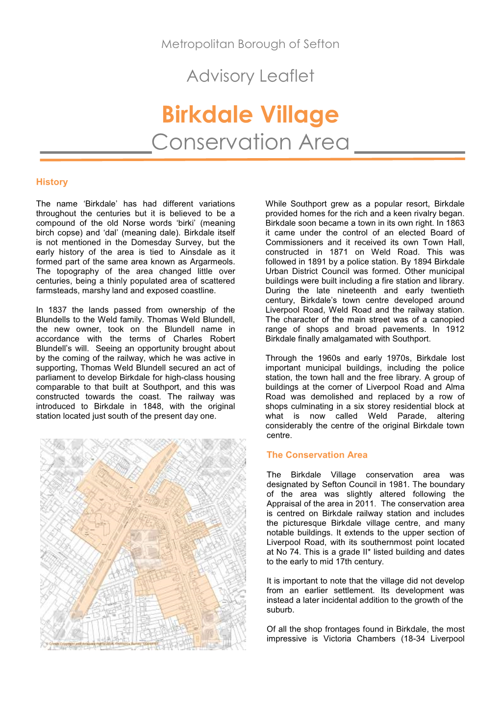 Birkdale Village Conservation Area Advisory Leaflet