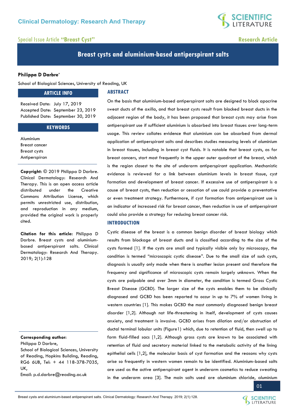 Breast Cysts and Aluminium-Based Antiperspirant Salts