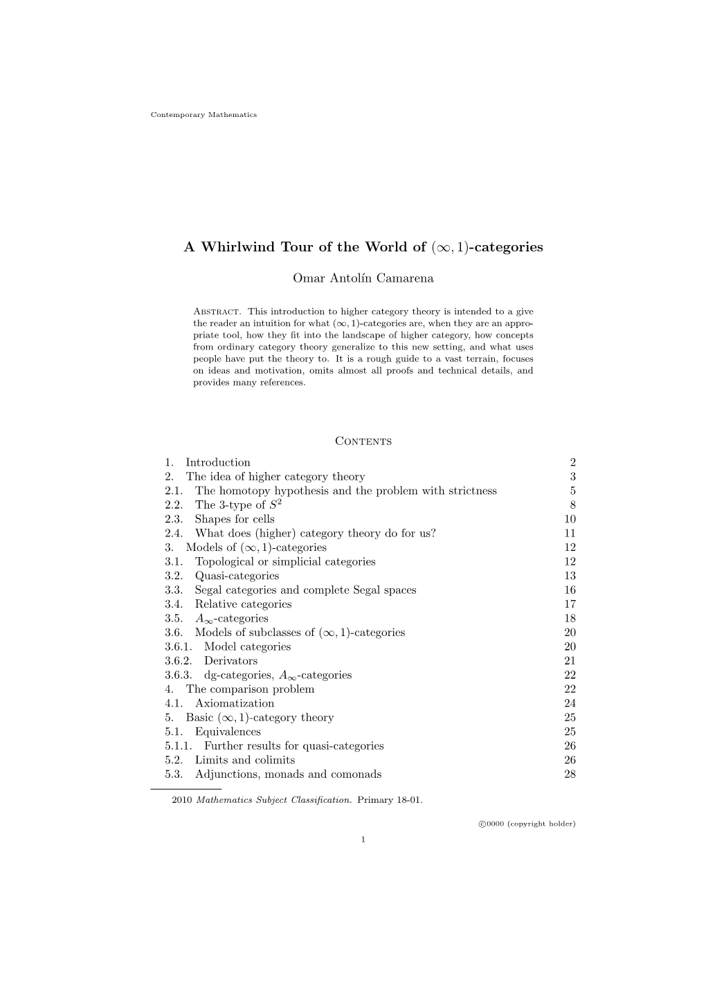 A Whirlwind Tour of the World of (∞,1)-Categories