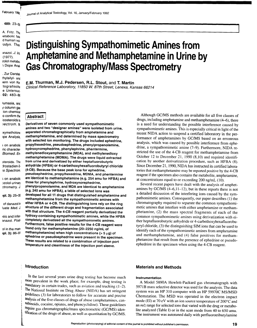 Distinguishin Mpathomimeticaminesfrom Ph Ph