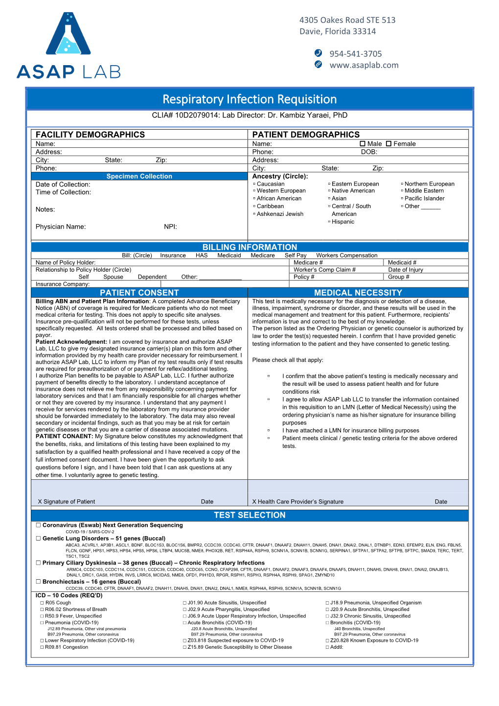 Lab Respiratory NGS Requisition Form