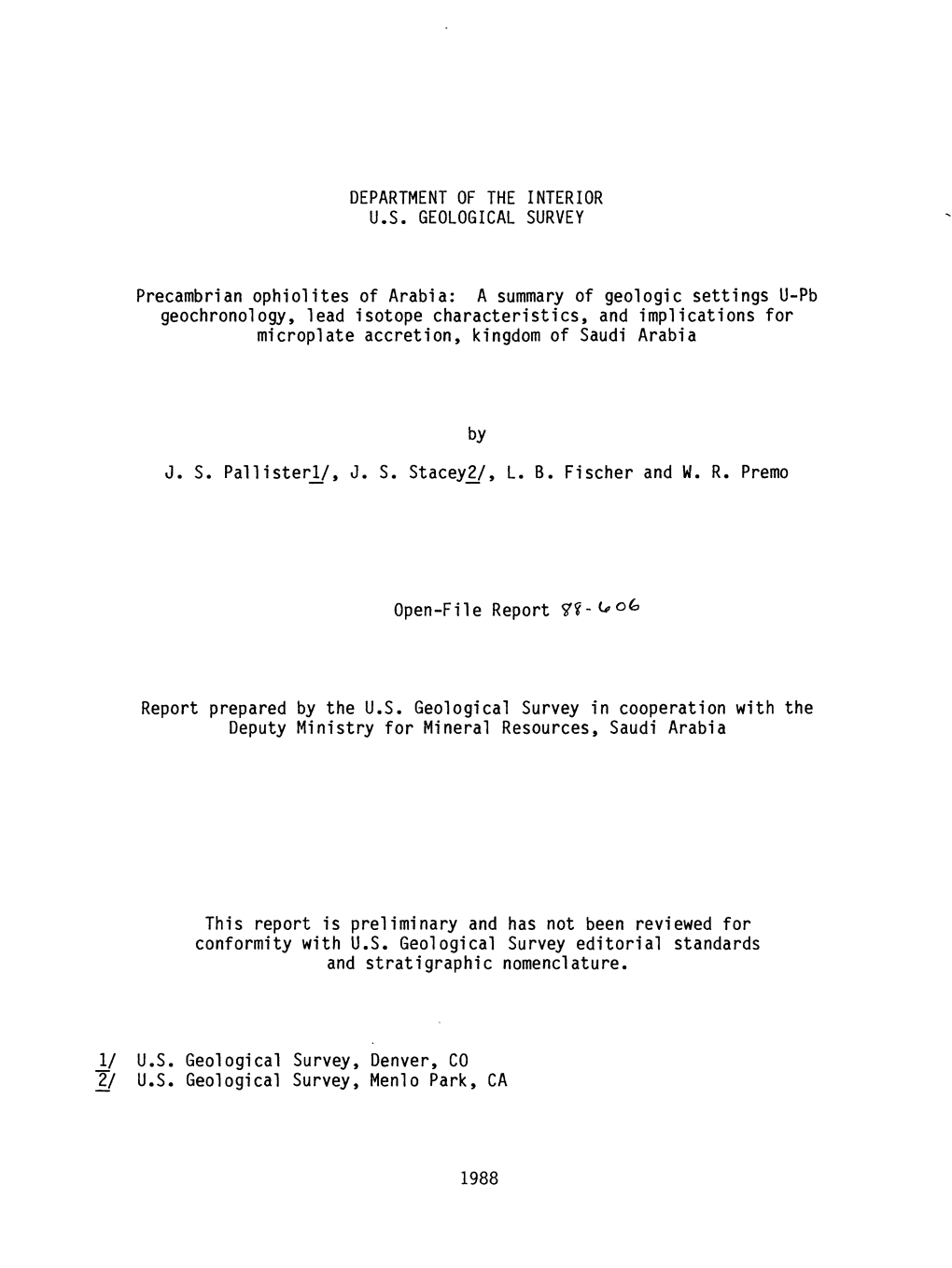 Precambrian Ophiolites of Arabia: a Summary of Geologic Settings U-Pb