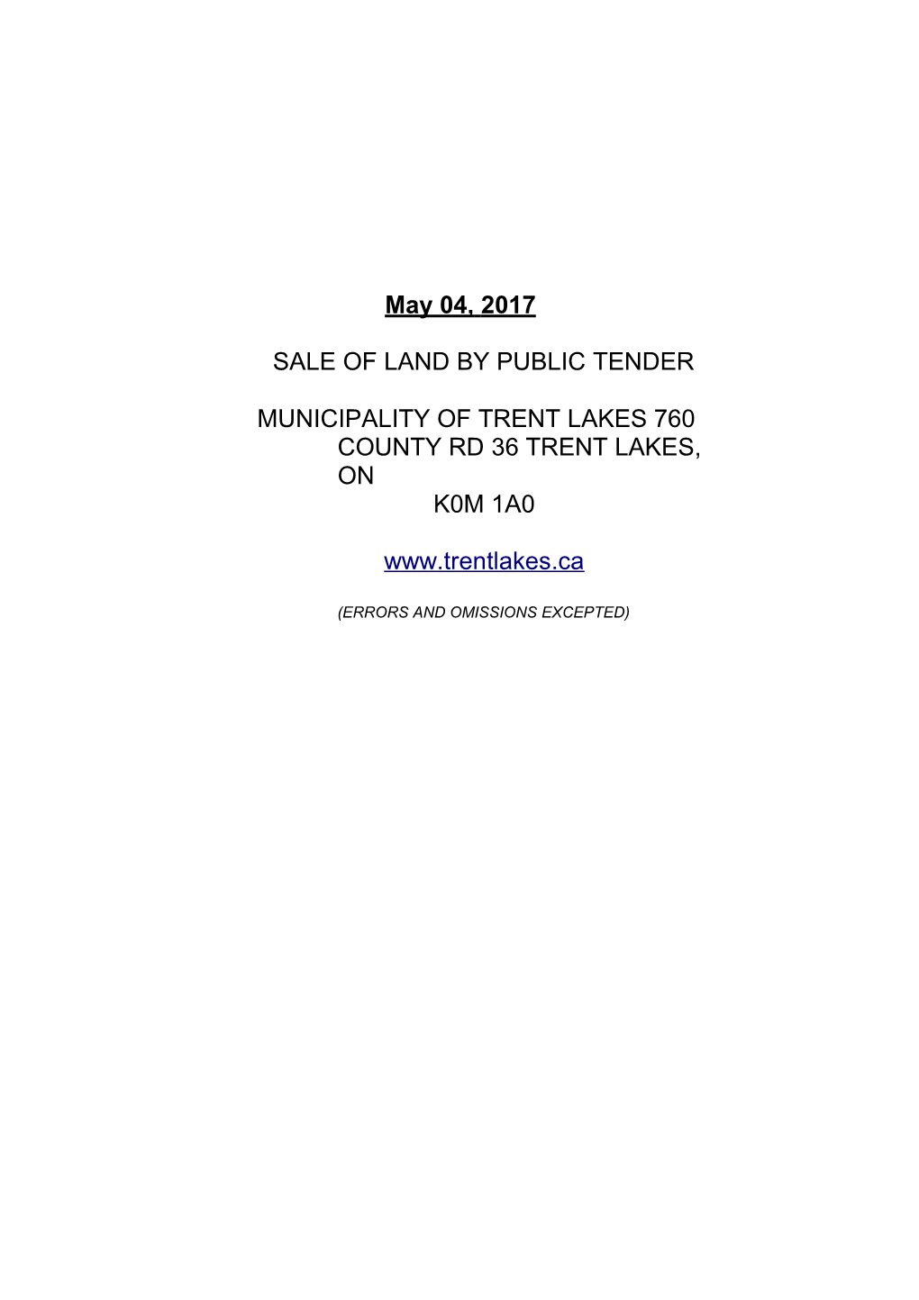 Sale of Land by Public Tender s1