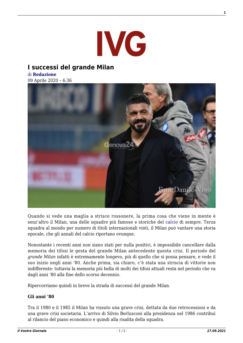 Il Vostro Giornale - 1 / 2 - 27.09.2021 2