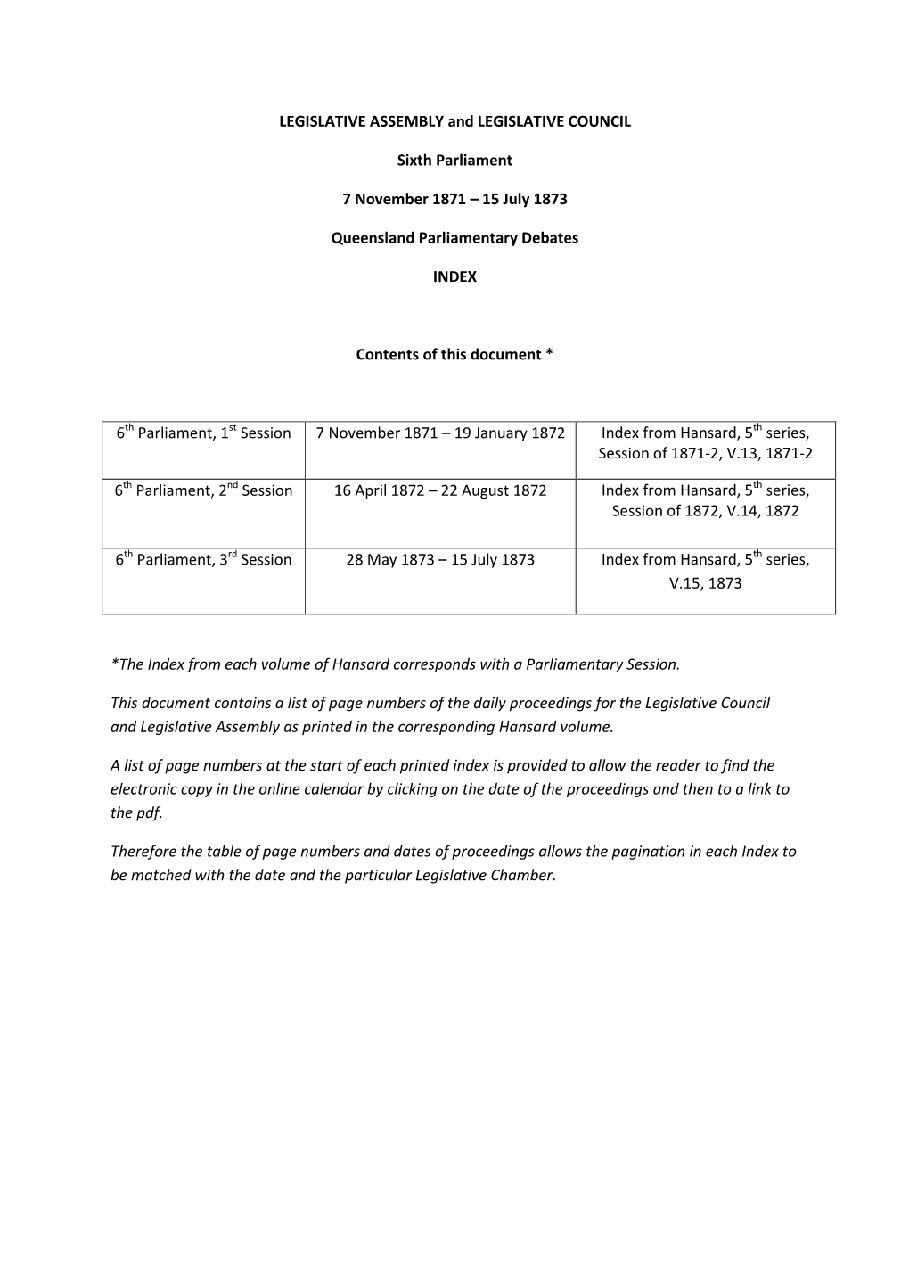 1871-1873 Index to Parliamentary Debates