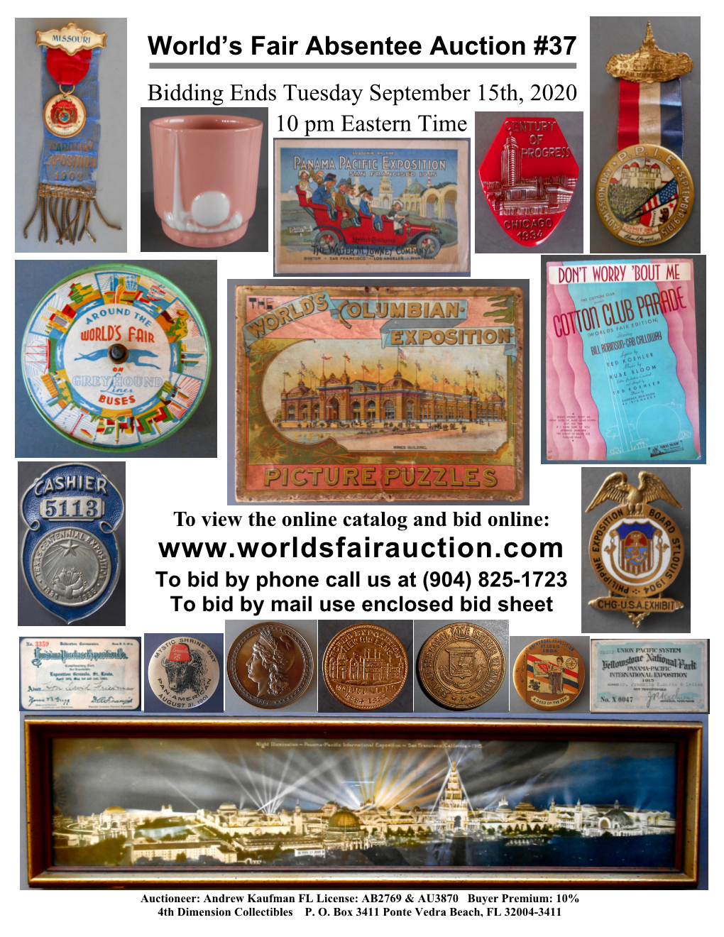 Catalog and Bid Online: to Bid by Phone Call Us at (904) 825-1723 to Bid by Mail Use Enclosed Bid Sheet