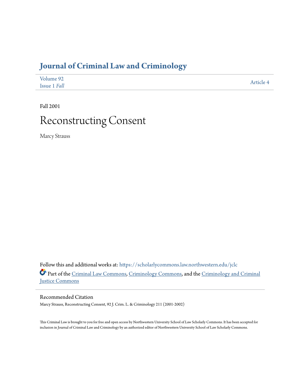 Reconstructing Consent Marcy Strauss