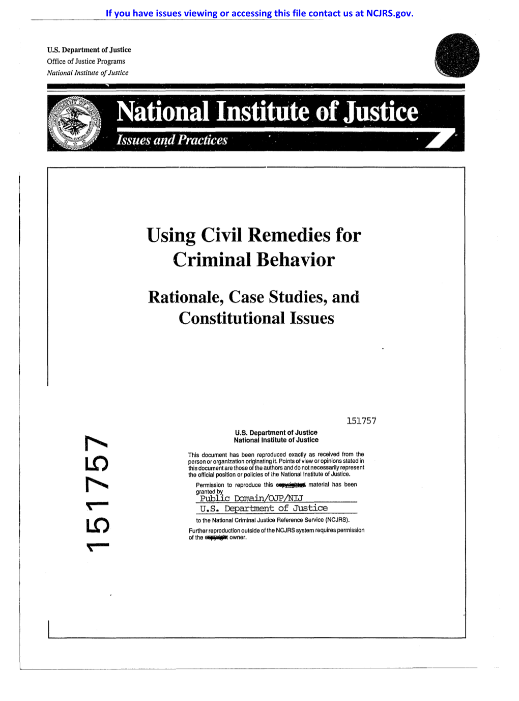 Using Civil Remedies for Criminal Behavior