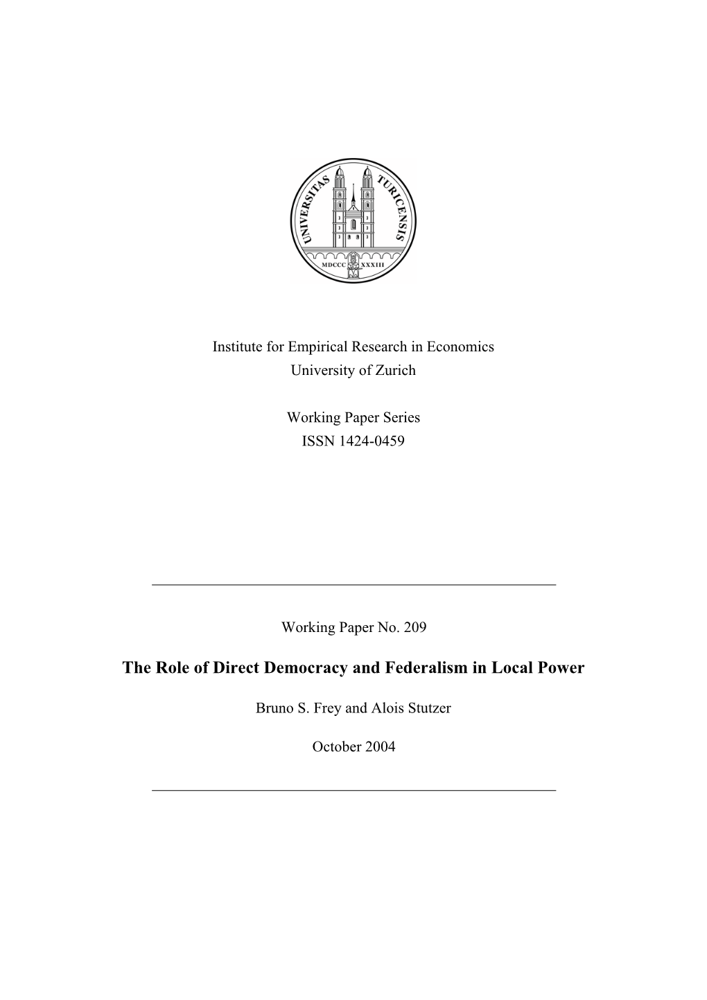 The Role of Direct Democracy and Federalism in Local Power