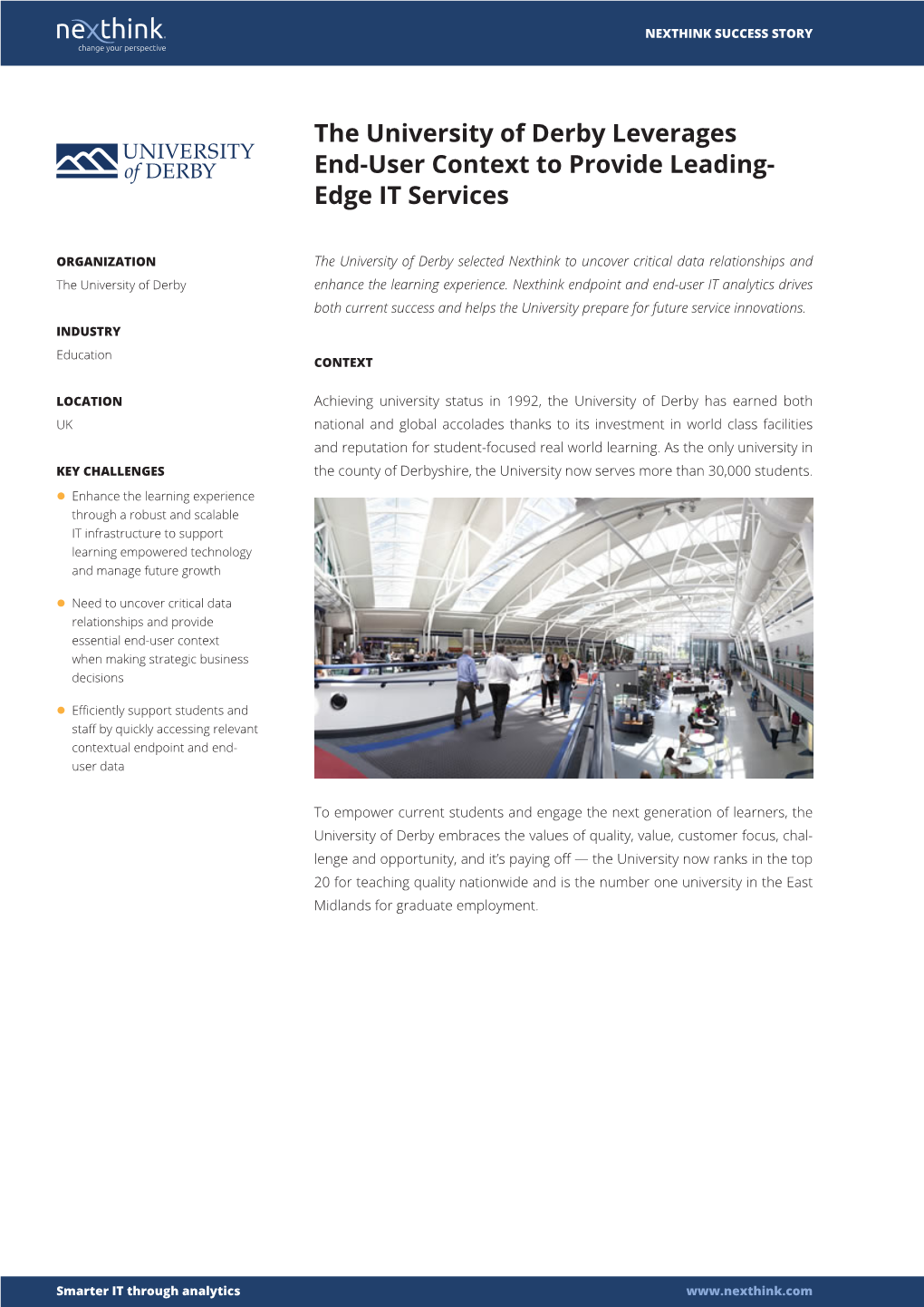 The University of Derby Leverages End-User Context to Provide Leading- Edge IT Services