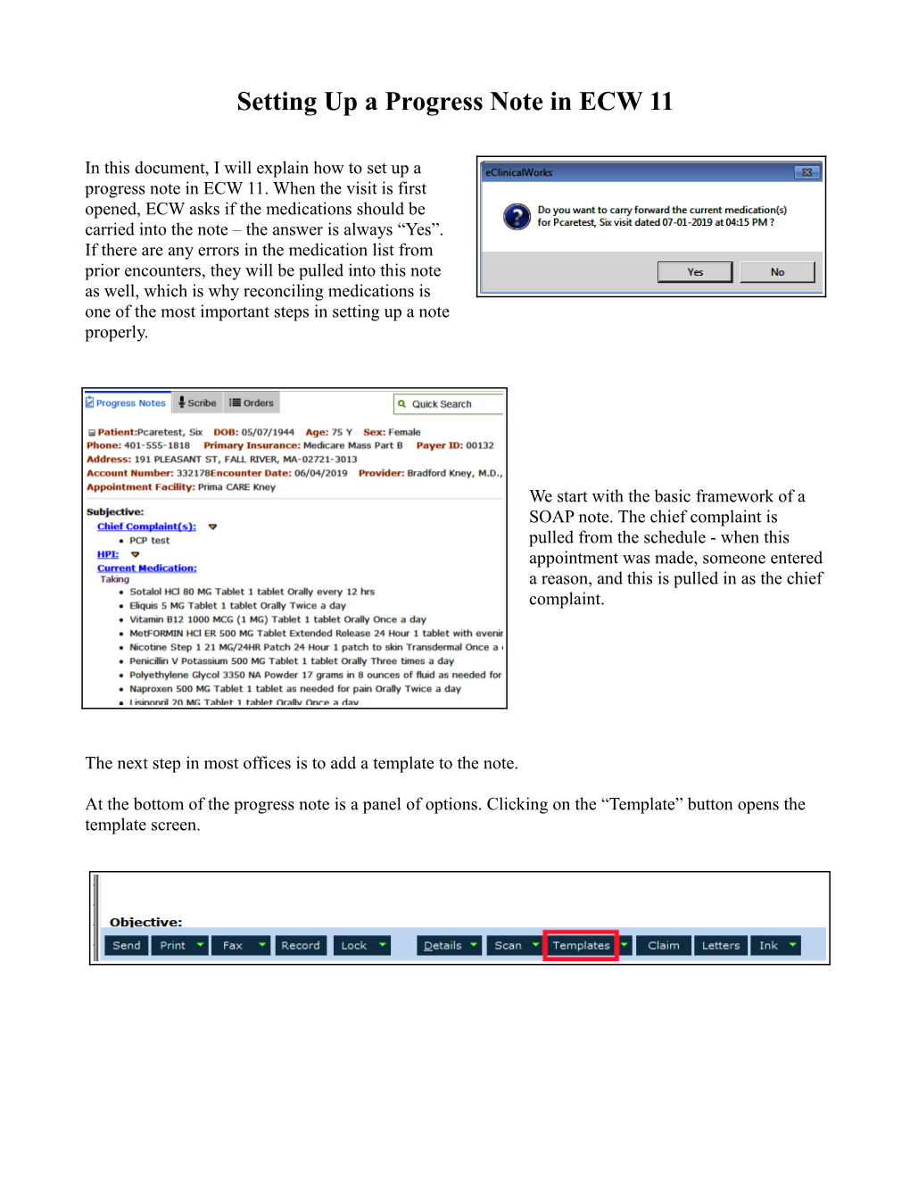 Setting up a Progress Note in Ecw 11 for Medical Assistants