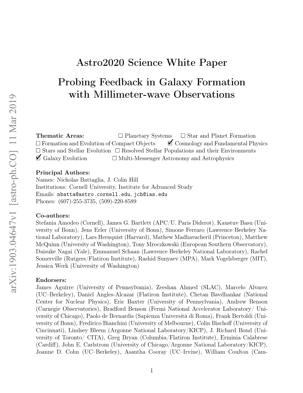 Astro2020 Science White Paper Probing Feedback in Galaxy Formation with Millimeter-Wave Observations