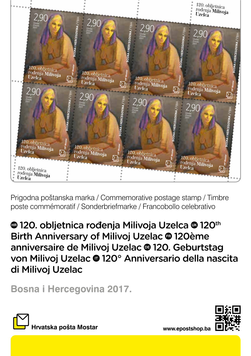 HR 120. Obljetnica Rođenja Milivoja Uzelca UK 120Th Birth Anniversary of Milivoj Uzelac FR 120Ème Anniversaire De Milivoj Uzelac DE 120