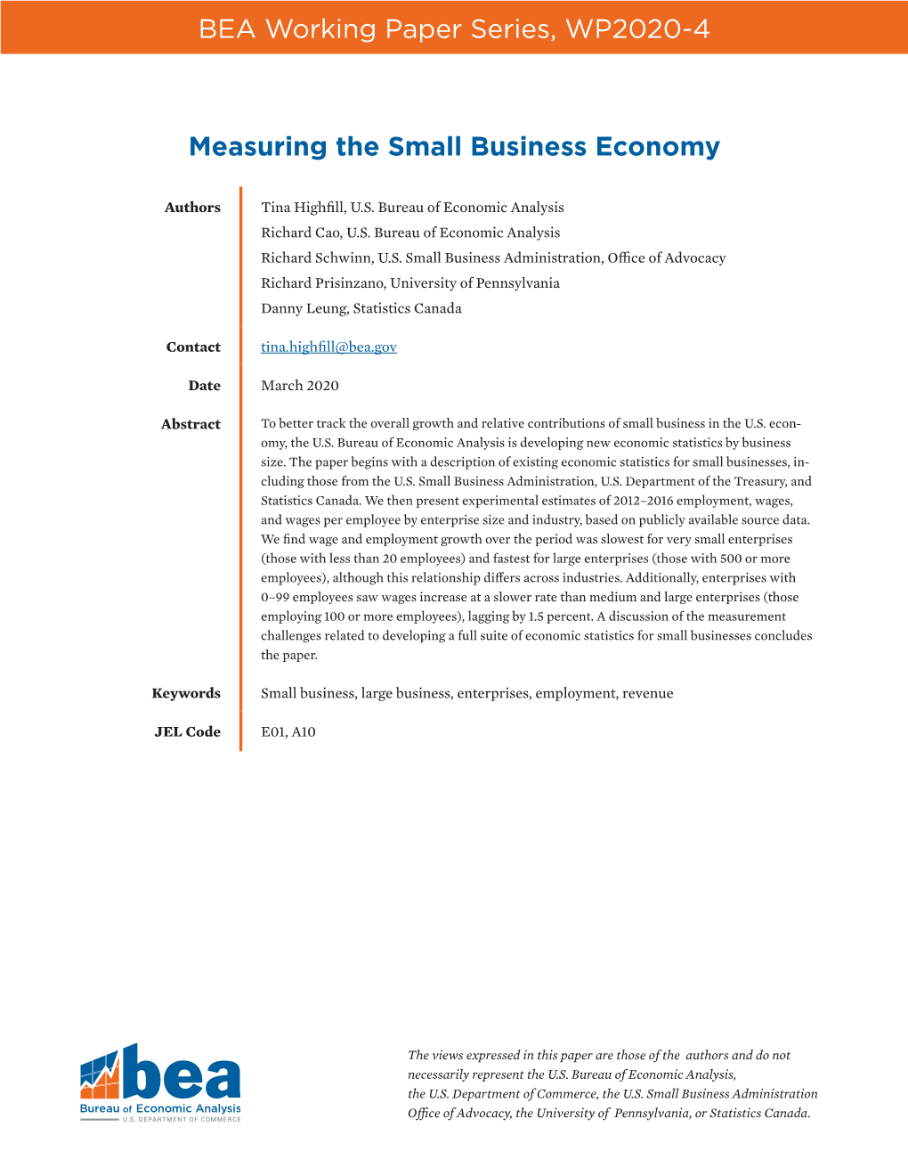 Measuring the Small Business Economy