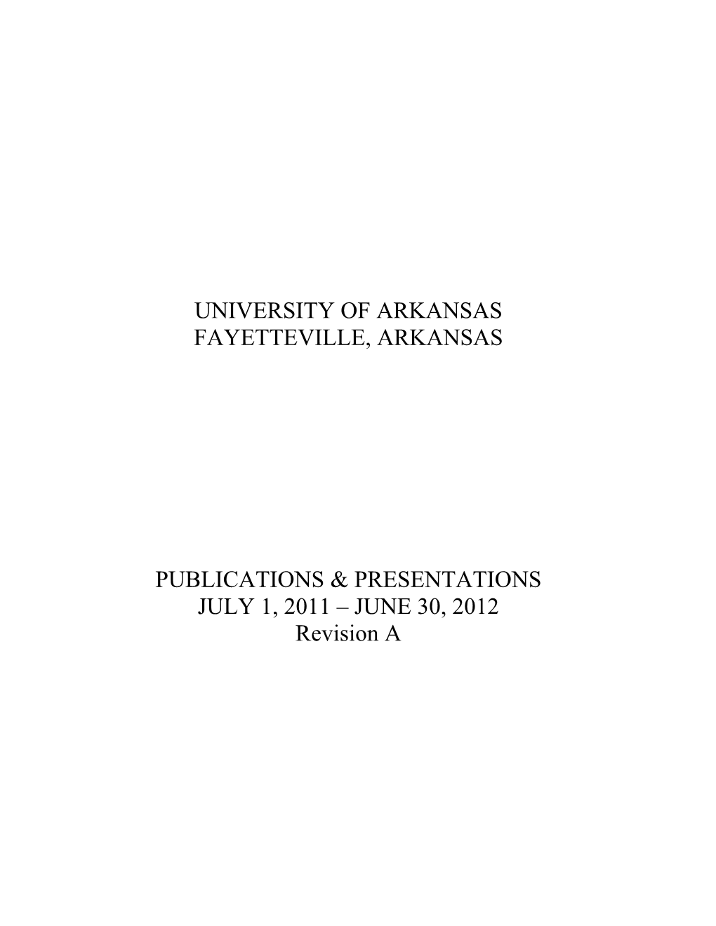 Faculty Publications and Presentations 2011-12