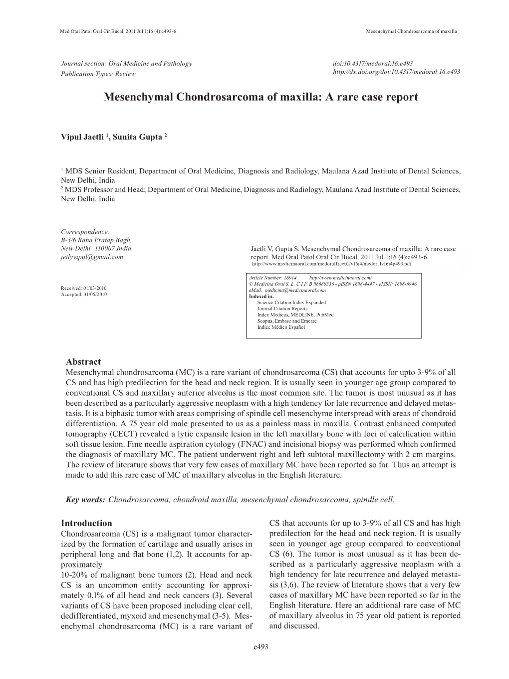 Mesenchymal Chondrosarcoma of Maxilla