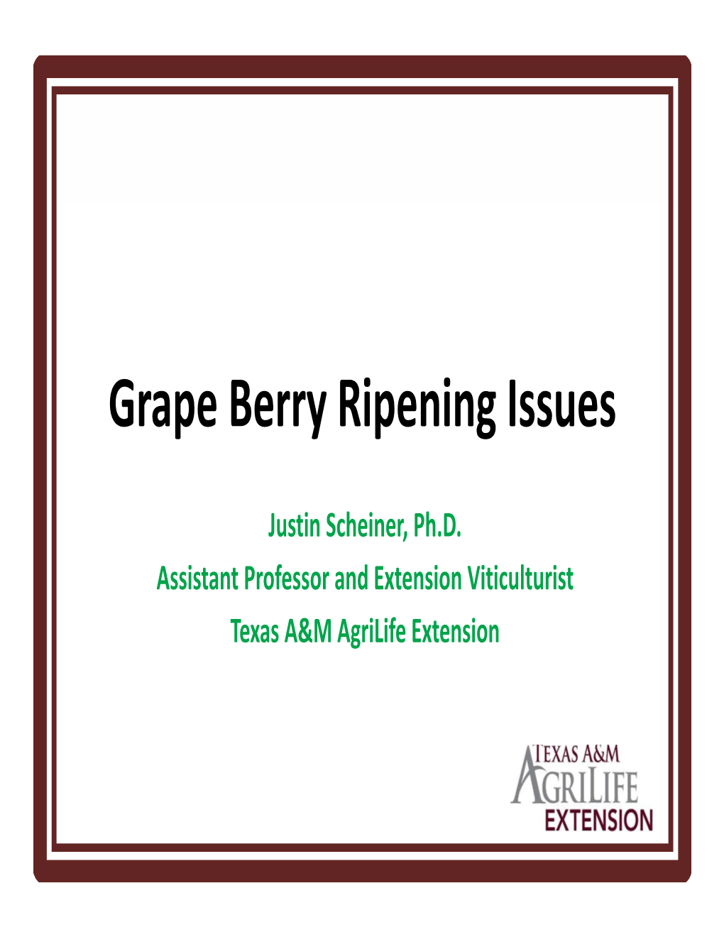 Grape Berry Ripening Issues