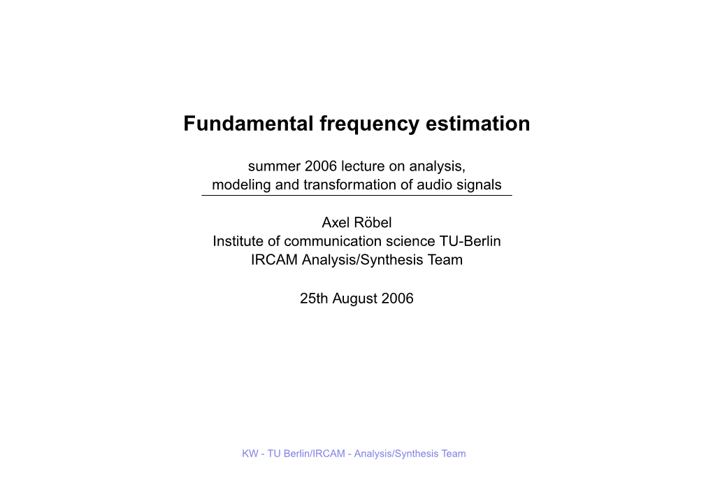 Fundamental Frequency Estimation