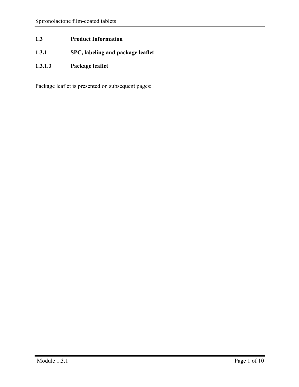 Spironolactone Film-Coated Tablets Module 1.3.1 Page 1 of 10 1.3