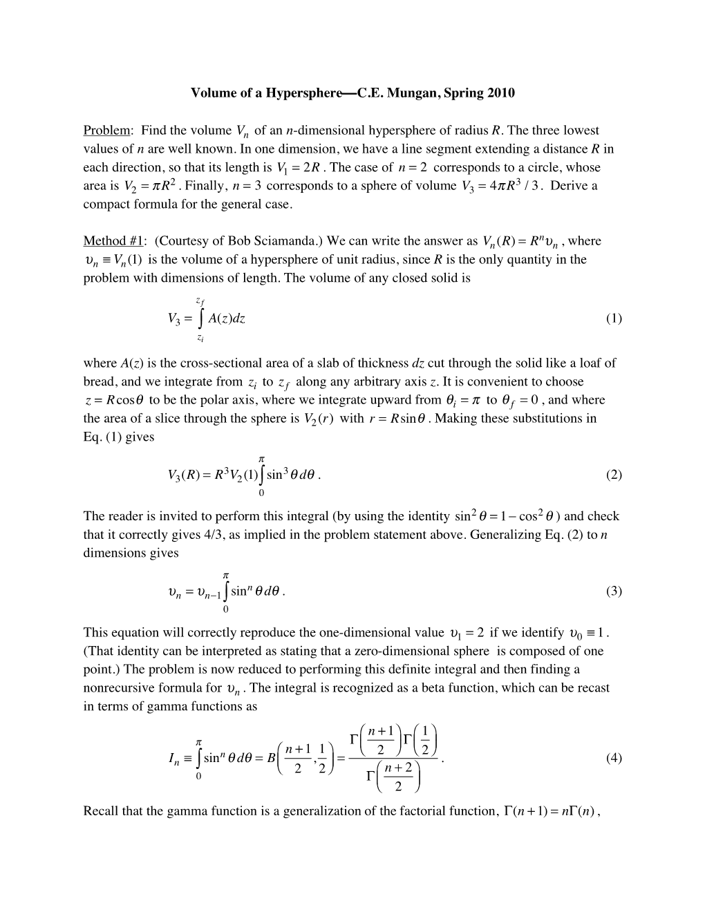 Volume of Hypersphere