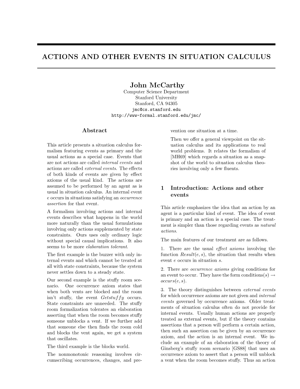 Actions and Other Events in Situation Calculus