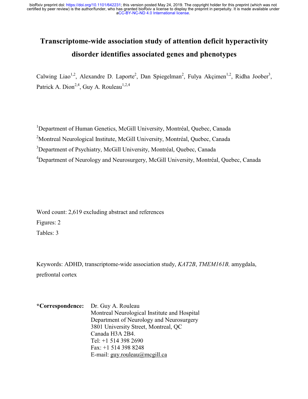 Transcriptome-Wide Association Study of Attention Deficit Hyperactivity Disorder Identifies Associated Genes and Phenotypes