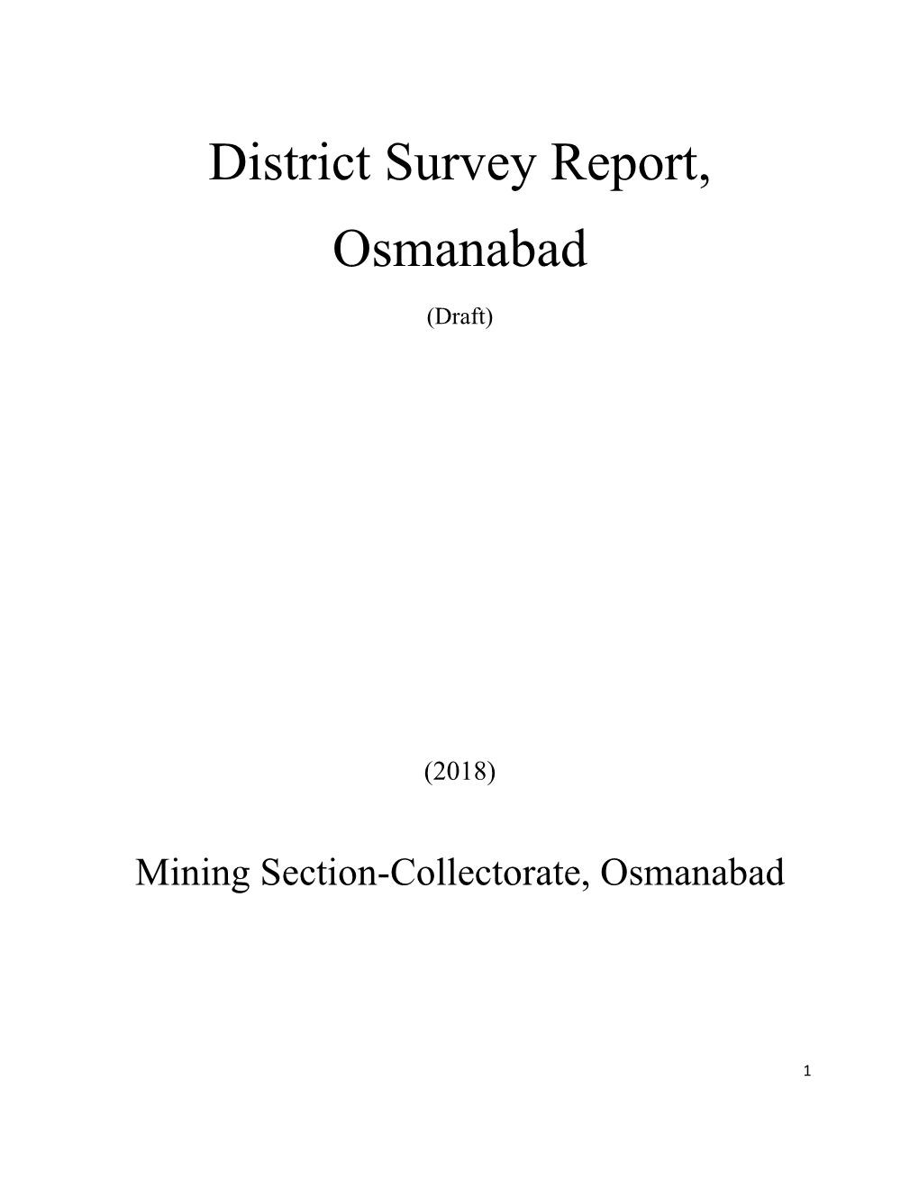 District Survey Report, Osmanabad