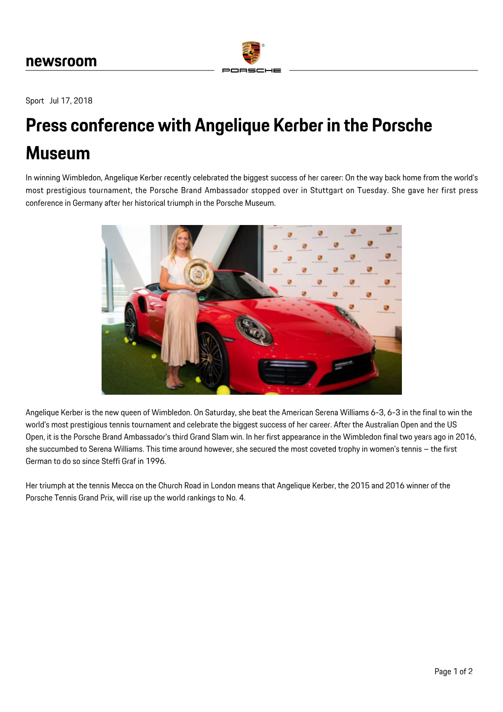 Press Conference with Angelique Kerber in the Porsche Museum