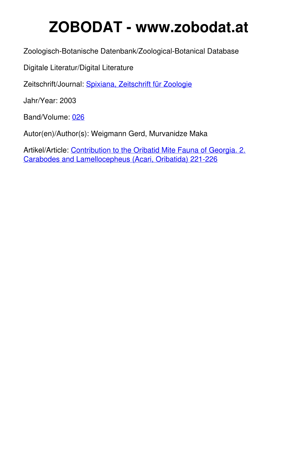 Contribution to the Oribatid Mite Fauna of Georgia. 2. Carabodes and Lamellocepheus