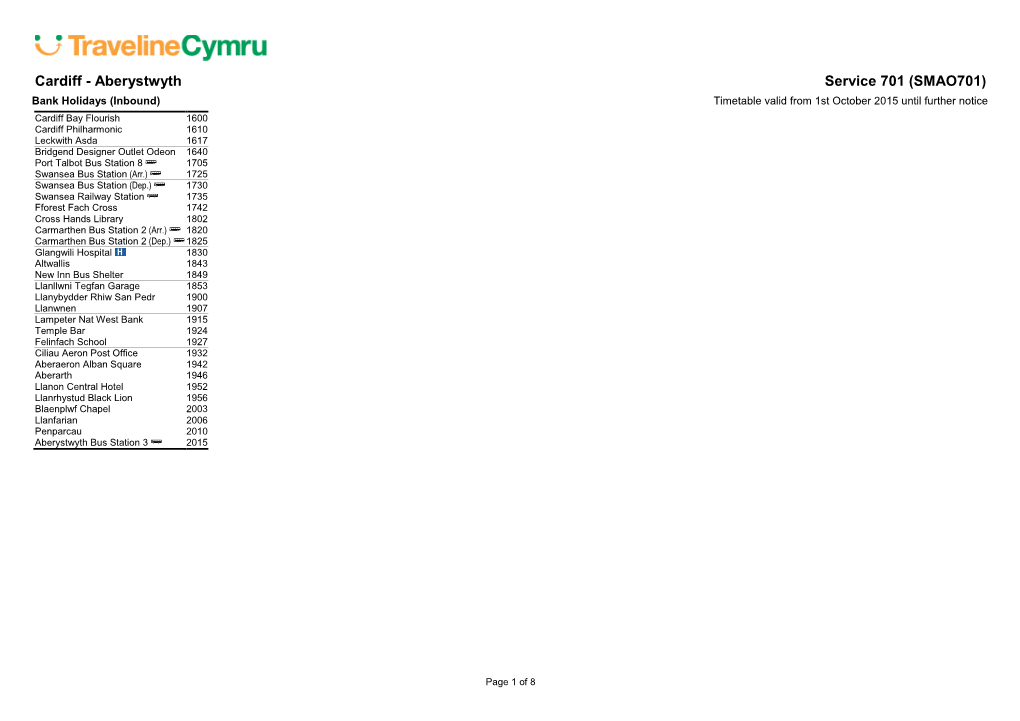 PTI Cymru A4 Landscape Timetable