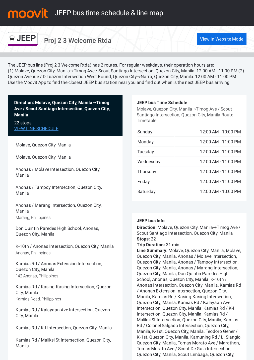 JEEP Bus Time Schedule & Line Route