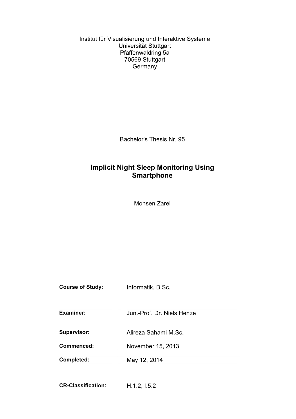 Implicit Night Sleep Monitoring Using Smartphone