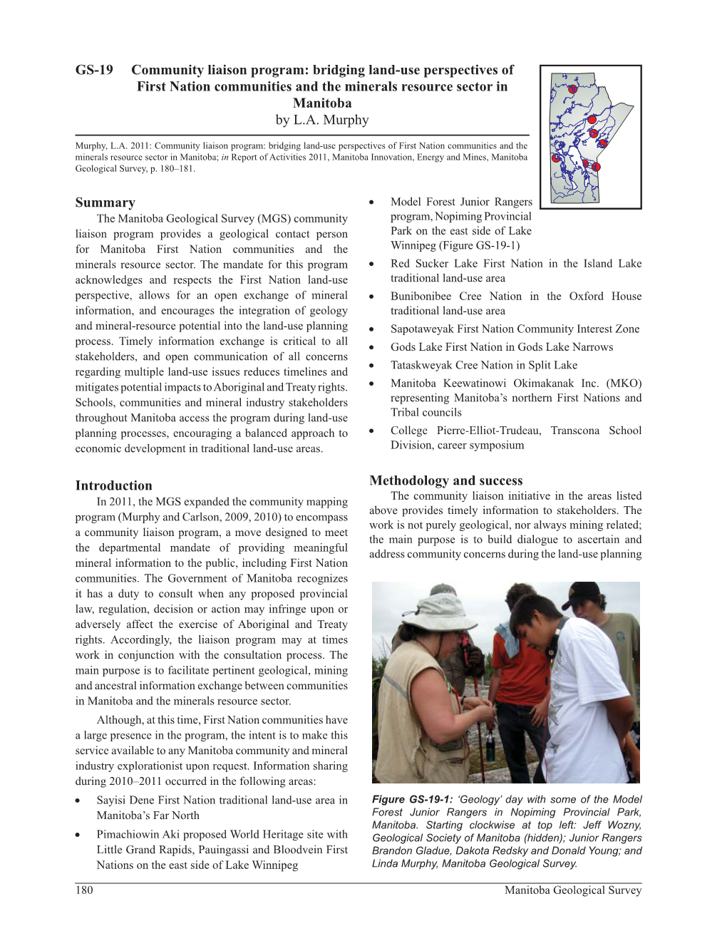 Community Liaison Program: Bridging Land-Use Perspectives of First Nation Communities and the Minerals Resource Sector in Manitoba by L.A