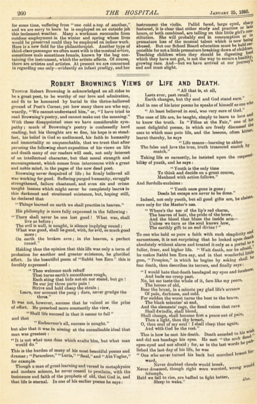 Robert Browning's Views of Life and Death