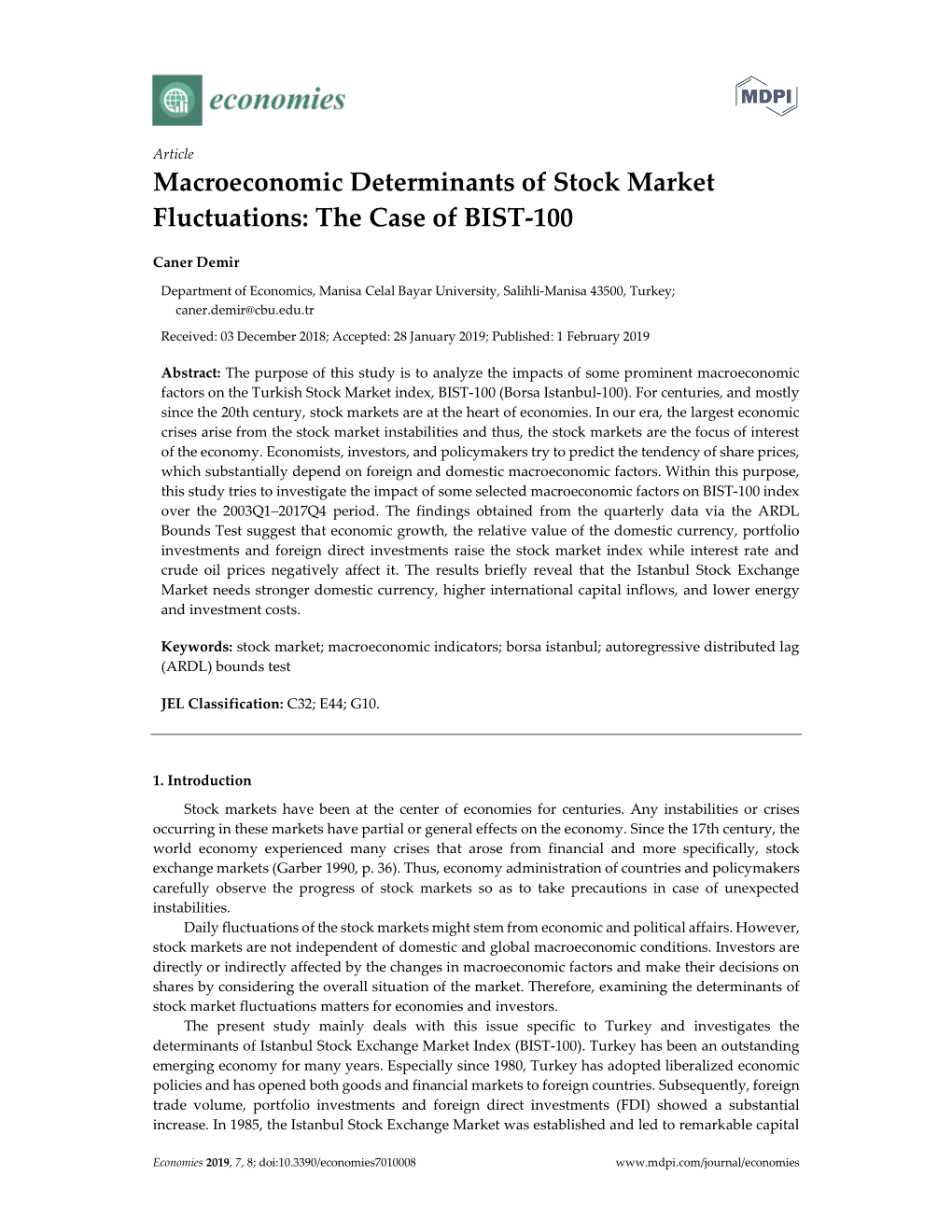 Macroeconomic Determinants of Stock Market Fluctuations: the Case of BIST-100