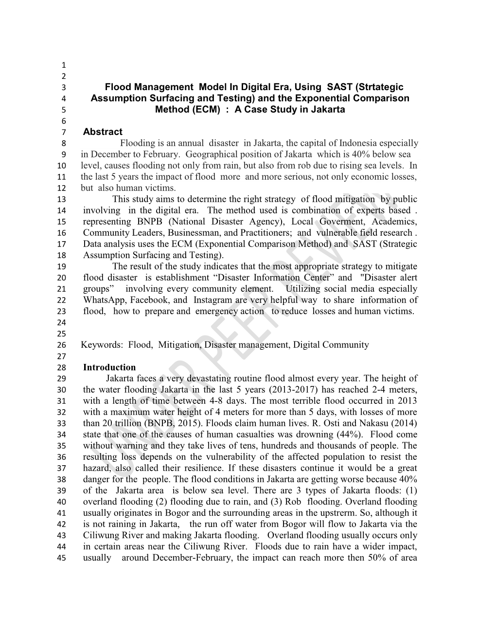 Flood Management Model in Digital Era, Using SAST