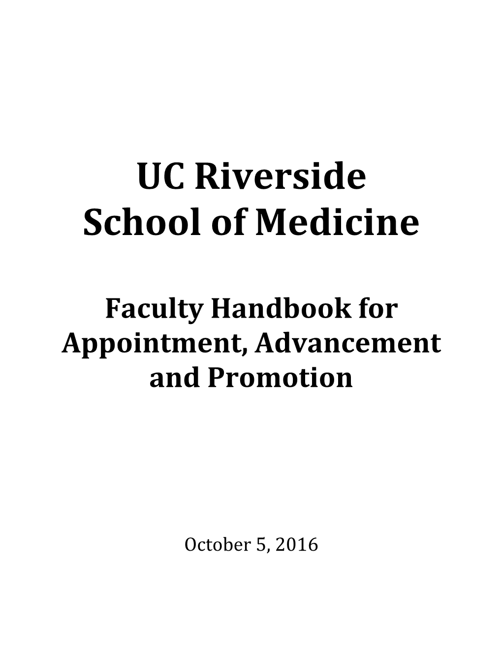 School of Medicine Faculty Handbook