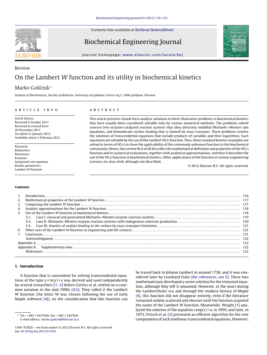 On the Lambert W Function and Its Utility in Biochemical Kinetics