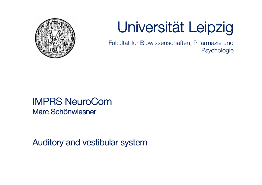 Universität Leipzig Fakultät Für Biowissenschaften, Pharmazie Und Psychologie