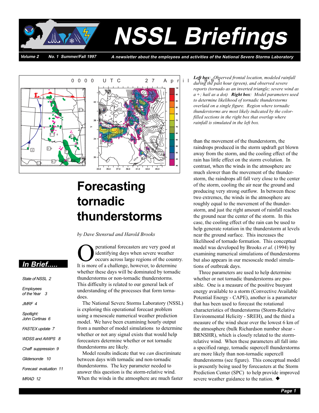 Summer/Fall 1997 a Newsletter About the Employees and Activities of the National Severe Storms Laboratory
