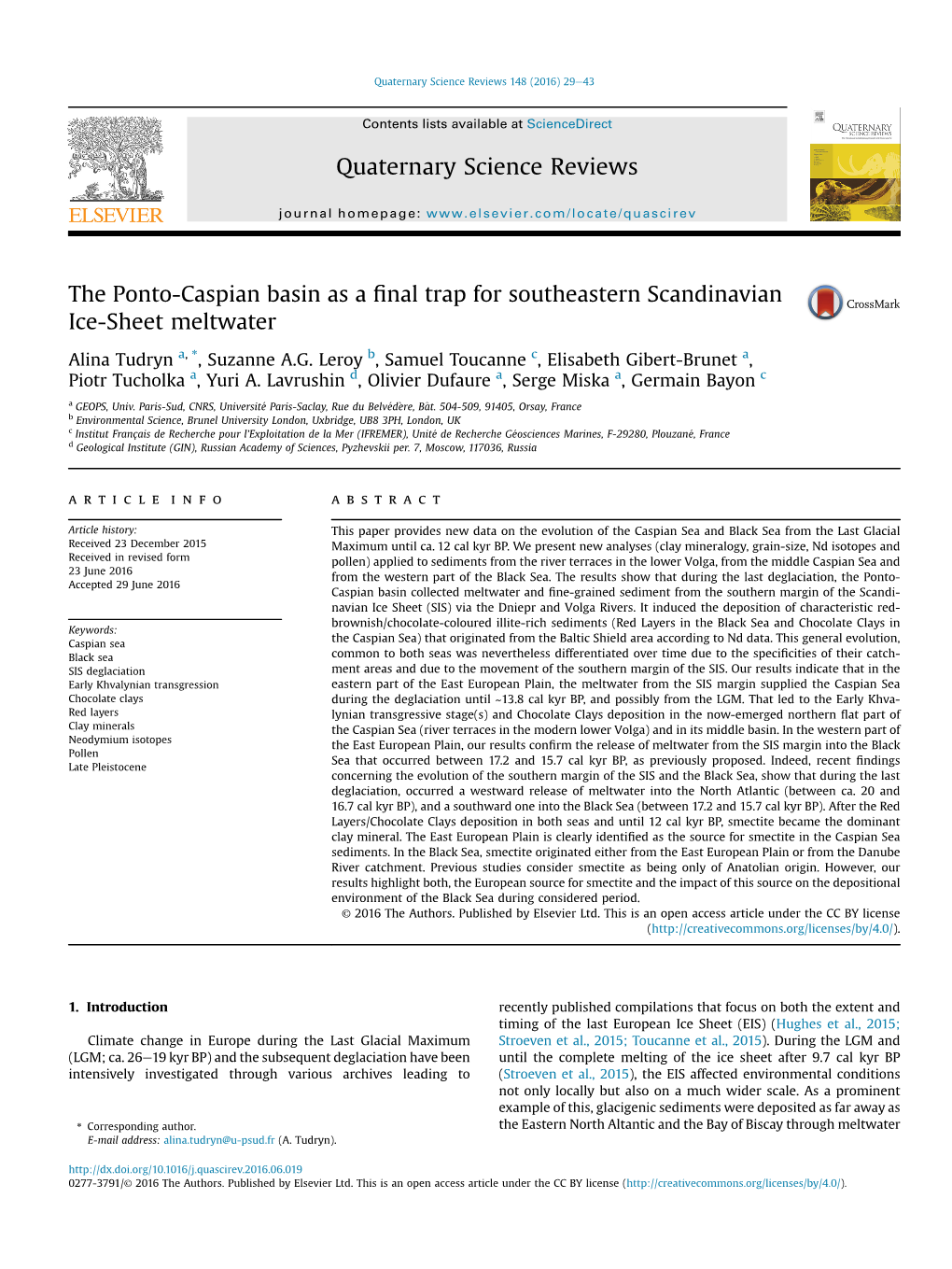 The Ponto-Caspian Basin As a Final Trap for Southeastern Scandinavian Ice-Sheet Meltwater