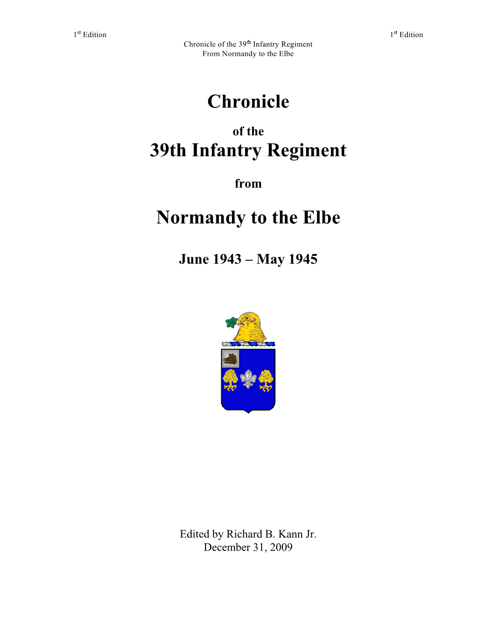 Chronicle of the 39Th Regiment