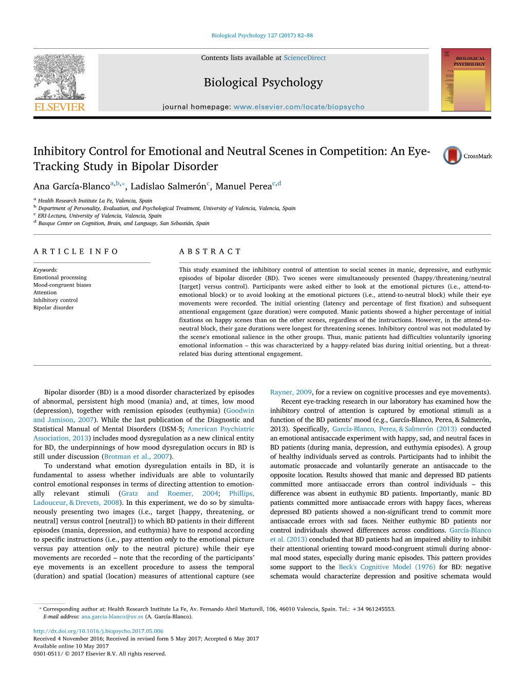 Inhibitory Control for Emotional and Neutral Scenes in Competition